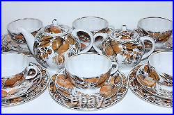 Russian Imperial Lomonosov Porcelain Tea Set My Garden 6/20 Russia 22k gold