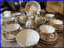 Russian Imperial Lomonosov Porcelain Tea Set My Garden 6/24 Russia 22k gold