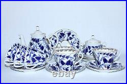 Russian Imperial Lomonosov Porcelain Tea set Bluebells 6/14 service Bells Gold