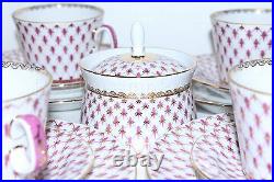 Russian Imperial Lomonosov Porcelain Tea set Net Blues Gold 6/20 person Russia