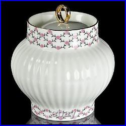 Russian Imperial Lomonosov Porcelain Tea set Rose blues 6/20 Pink grid net Gold