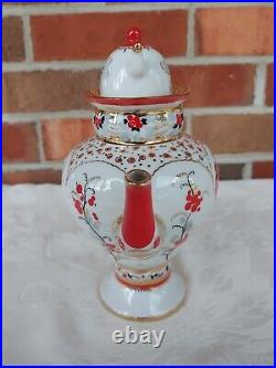 Russian Imperial Lomonosov Porcelain Teapot Bright Folk Patterns Gold Rare