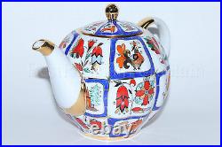 Russian Imperial Lomonosov Porcelain Teapot Tulip Russia Lubok 22k Gold RARE