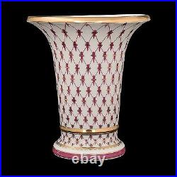 Russian Imperial Lomonosov Porcelain Vase Empire Net Blues 22K Gold Russia RARE