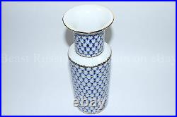 Russian Imperial Lomonosov Porcelain Vase for Flower Cobalt Net 22k Gold Russia