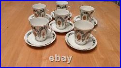 Russian Imperial Lomonosov bone china Porcelain Coffee Cup & Saucer Set of 6 NEW