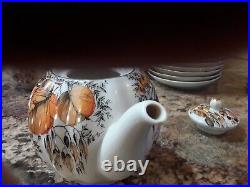 Russian Imperial Lomonosov porcelain Tea Set, My Garden, 6/24, 24k gold. Mint co