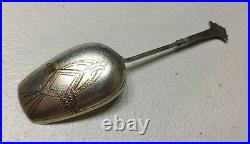 Russian Imperial Silver 84 Gold Wash Set Of 4 Spoons And 1 Fork 120 Grams