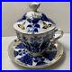 Russian Lomonosov Cobalt Blue White Imperial Porcelain Tea Cup Saucer Lid Gold