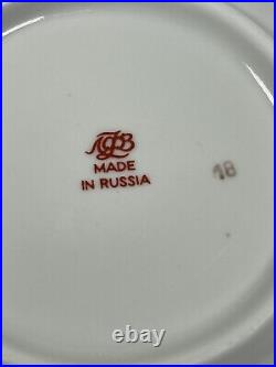Russian Lomonosov Imperial Porcelain Cobalt Blue/White/Gold 6 Dessert Plates 6