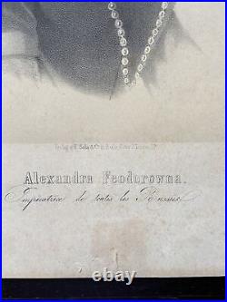 Russian Royal Family Empires Tsarina Alexandra Feodorowna Gold Frame Engraving