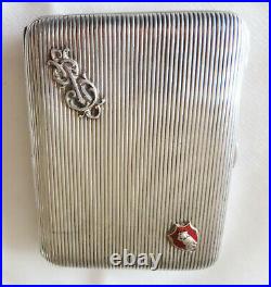 Russian Silver With Gold Enameled Emblem Cigarette Case