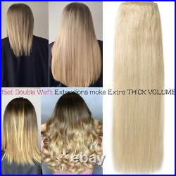 Russian THICK Double Weft Human Hair Weave Extensions Clip In Remy 8PS FULL HEAD