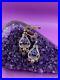 Russian Vintage Antique Imperial 14K 56 Gold & Silver Earring Sapphire Diamond