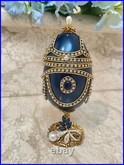 SApphire Diamond 2002 Antique Imperial Russian Faberge egg FabergeMusicalEgg 24k