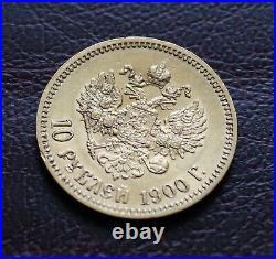 Scarce 1900 (.) Russia 10 Rouble Gold Coin Imperial Russian Nicholas II