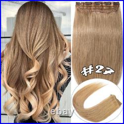 Soft Russian One Remy Piece Clip In Real Natural Human Hair Extensions Brown UK