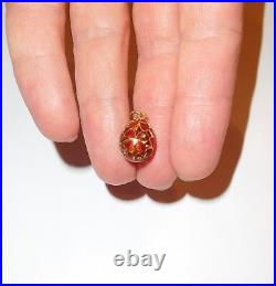 Spectacular 1900 Faberge Gold Diamonds Enamel Clover Shamrock Easter Egg Charm
