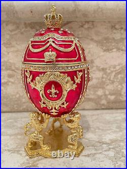 Stunning Faberge Egg SET Necklace Pendant TrinketBox 24k GOLD Handmade present