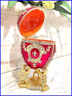 Stunning Faberge Red Enamel Egg 24kGold