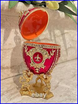 Stunning Faberge Red Enamel Egg 24kGold