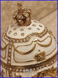Stunning Handmade White Faberge Egg Royal Fabergé Egg Russian Faberge HMDE