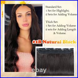 Thick Clip In One Piece 100% Russian Remy Human Hair Extensions 3/4 Full Head UK
