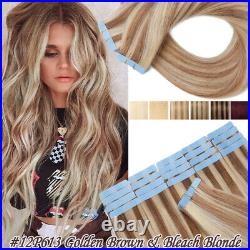 Thick Russian Remy Tape In Real Human Hair Extensions Invisible Skin Weft 150G