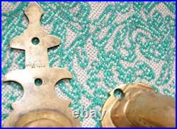 Three Heavy Antique Imperial Russian Bronze Brass Door Pull Handle Horns Signed