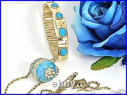 Turquoise Russian Easter Egg Faberge Egg Pendant Gold 24k + Bracelet HANDMADE