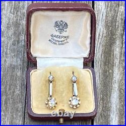 Typical Imperial Russian Faberge 18k 72? Solid Gold Diamonds Earrings