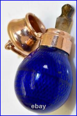 Unique antique Imperial Russian Faberge gold&enamel scent bottle by M. Perkhin