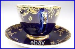 Ussr Russian Lomonosov Imperial Cobalt Blue Gold Butterflies Teacup & Saucer