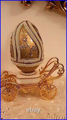 Valentines Gift Imperial Faberge egg Russian 24k Gold Real Egg Hand Made