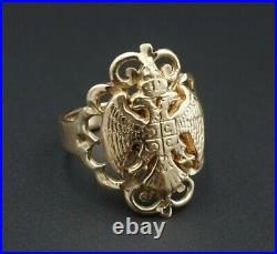 Vintage 14k Yellow Gold Russian Imperial Double Eagle Ring Size 6.5 RG2529