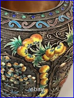 Vintage Imperial Russian Enamel Gilded Silver Beautiful Vase 5.5