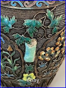 Vintage Imperial Russian Enamel Gilded Silver Beautiful Vase 5.5