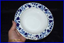 Vintage LOMONOSOV Cobalt Blue Gold Soup Plates Imperial Porcelain Russian Set 4