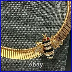 Vintage MMA 18k Gold overlay Russian Imperial BEE Pendant Collar NECKLACE RR149