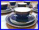 Vintage Porcelain Coffee Set Cobalt Blue & 24ct gold trim 27 pieces? Read