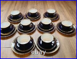 Vintage Porcelain Coffee Set Cobalt Blue & 24ct gold trim 27 pieces? Read