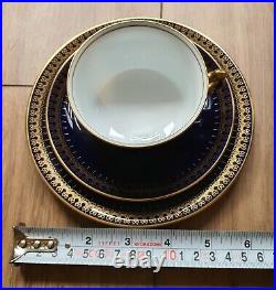 Vintage Porcelain Coffee Set Cobalt Blue & 24ct gold trim 27 pieces? Read