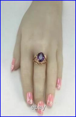 Vintage Rare USSR Unique Ring ROYAL Amethyst Russian Solid Rose Gold 583 14k