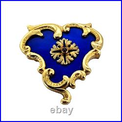 Vintage Russian Imperial Era Gilded Silver Enamel Pin Brooch