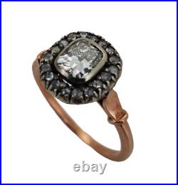 Vintage Russian Imperial Era Rose Gold Cushion Diamond Engagement Ring