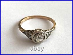Vintage Russian Imperial Solid Gold 56 14k EK Author`s work Diamonds Ladies Ring