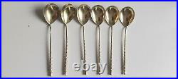 Vintage Soviet Russian Gold-Plated Silver 875 Set of 6 Tea Coffee Spoons. 1950s