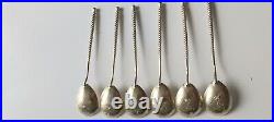 Vintage Soviet Russian Gold-Plated Silver 875 Set of 6 Tea Coffee Spoons. 1950s