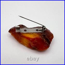 Vintage USSR Royal Amber Women's Jewelry Brooch Yellow Baltic Massive 7.8 Gram