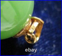 Vtg 14K Gold & Nephrite Jade Imperial Russian Egg Pendant marked 585 Hallmarked